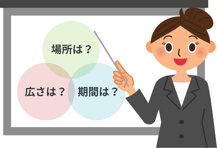 場所は？広さは？期間は？